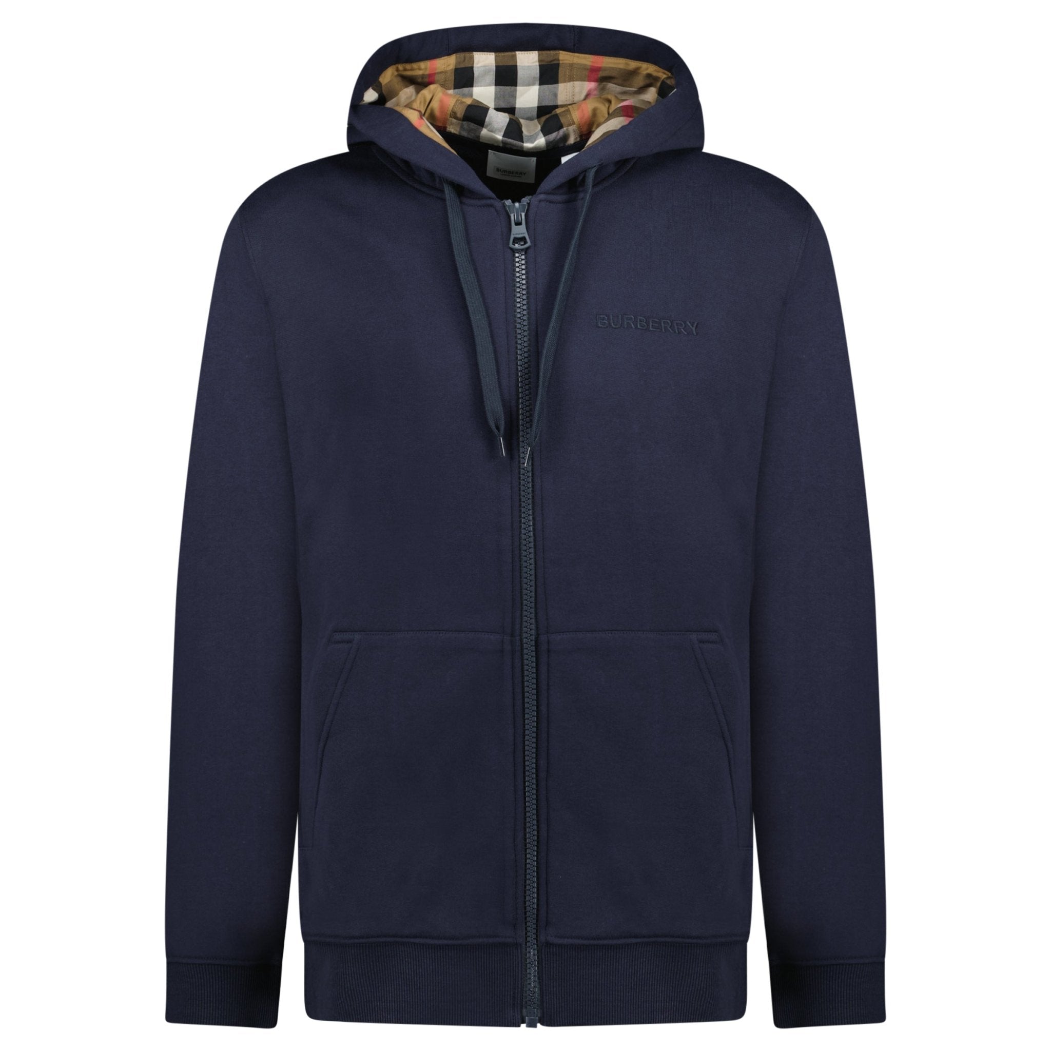 Burberry 'Hove' Check Hoodie Navy chancefashionco