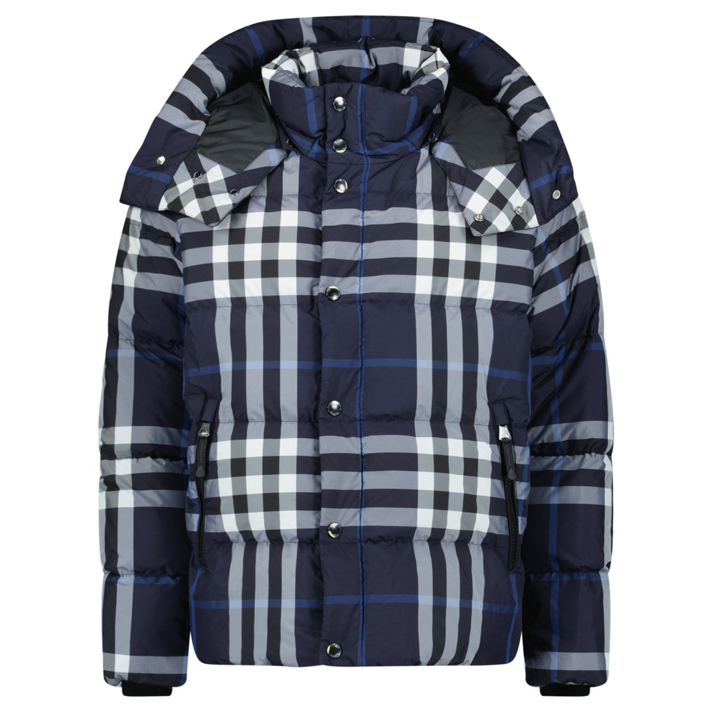 Burberry 'Larrick' Hooded Check Down Jacket Navy - chancefashionco