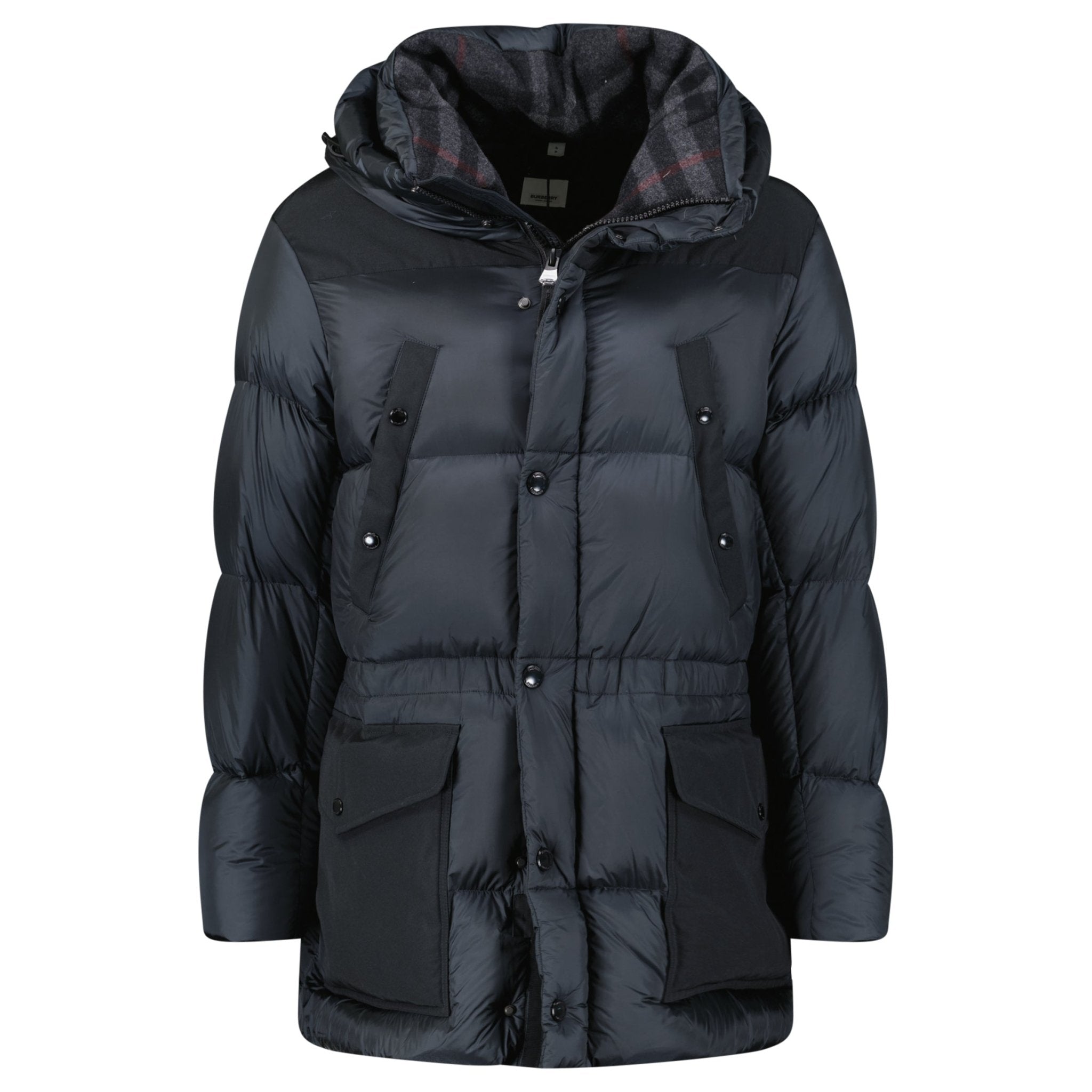 Color variation of Burberry 'Lindford' Check Down Puffer Jacket Charcoal Grey