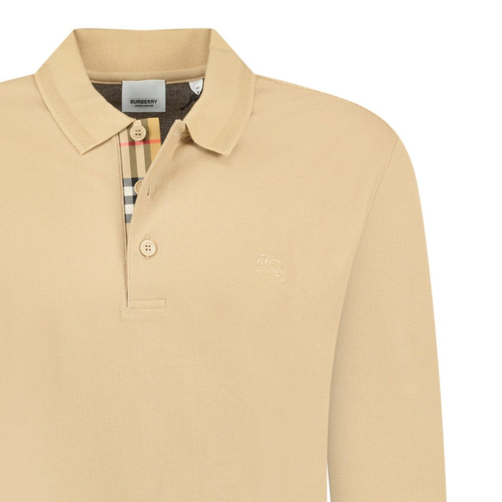 Burberry Long Sleeve 'Eddie' Check Polo Beige - chancefashionco