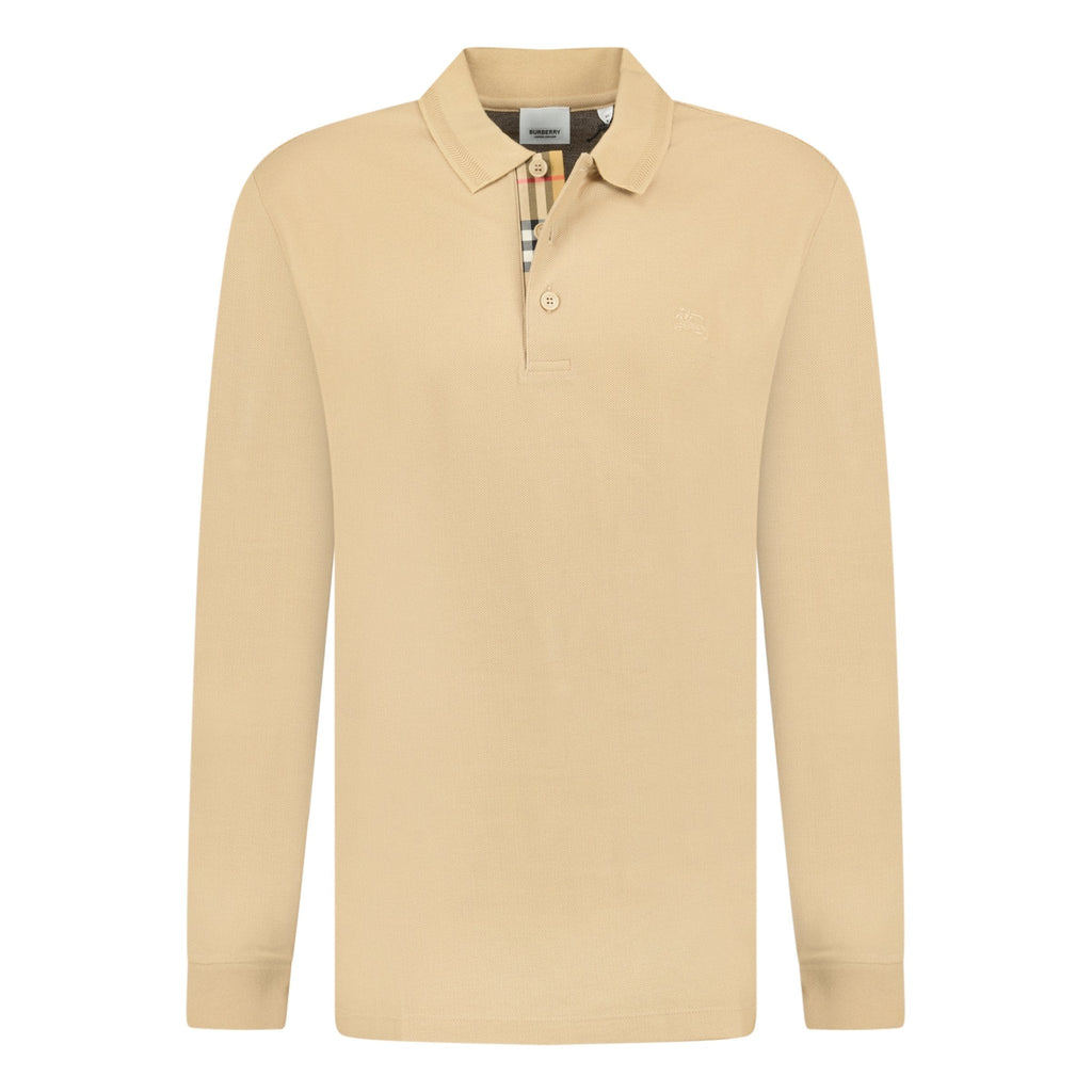 Burberry Long Sleeve 'Eddie' Check Polo Beige - chancefashionco