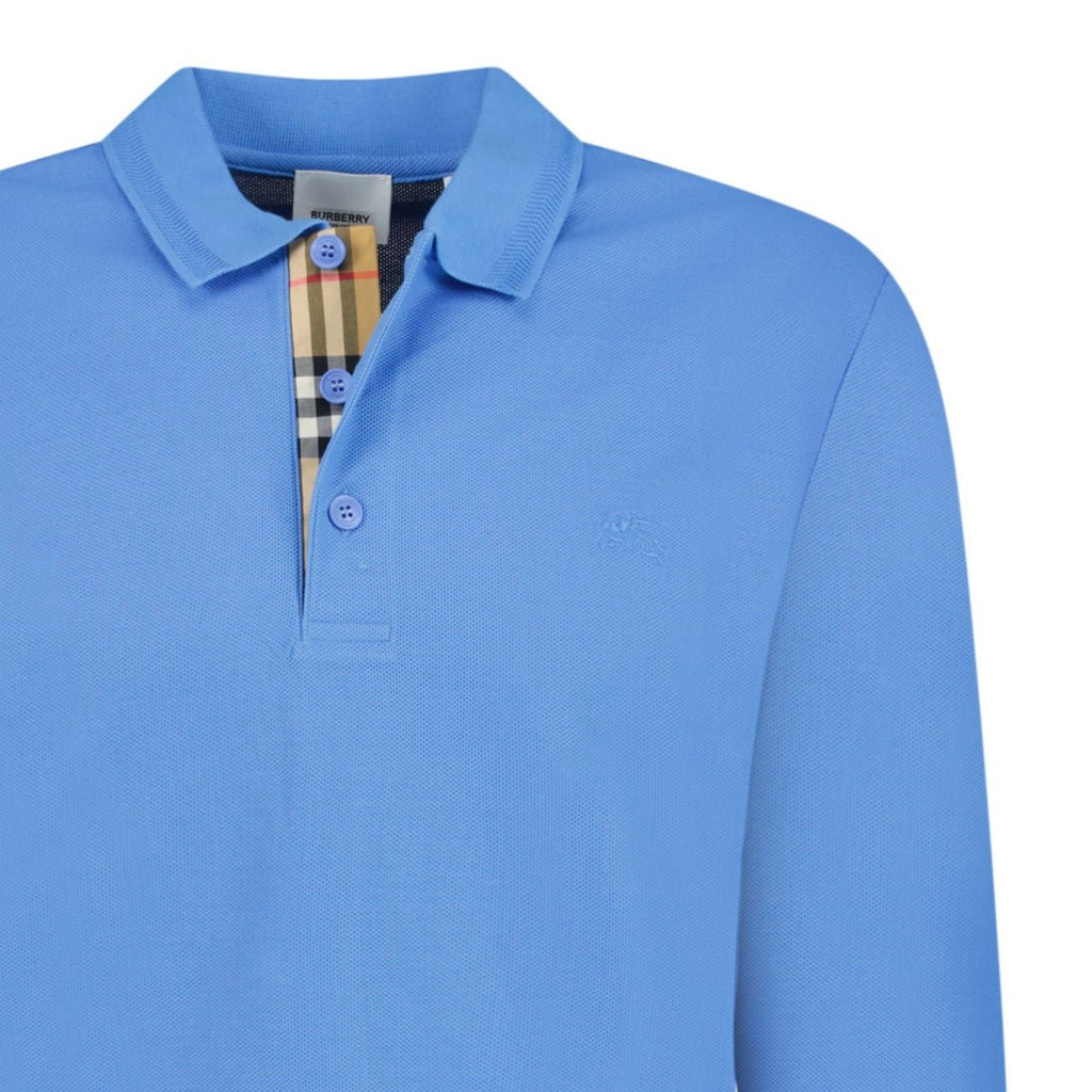 Burberry Long Sleeve 'Eddie' Check Polo Blue - chancefashionco