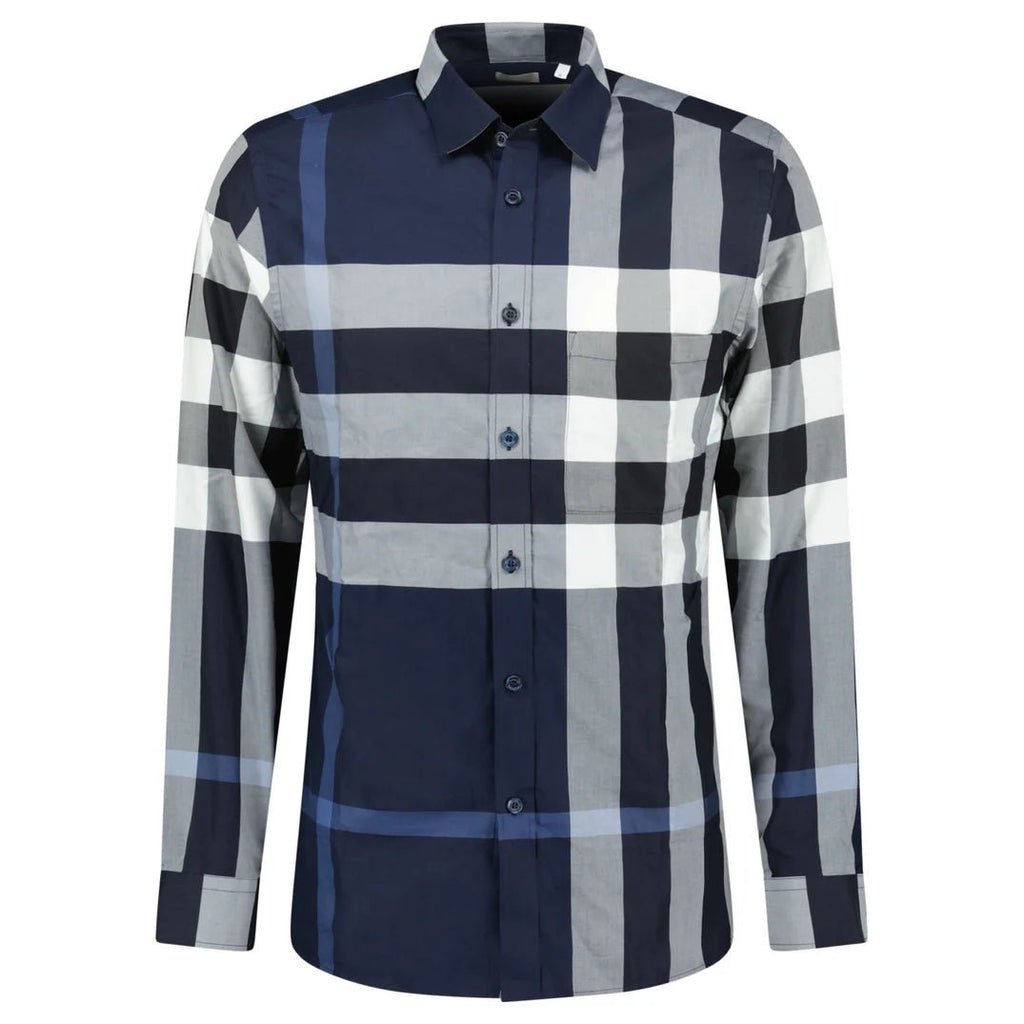 Burberry 'Somerville' Check Shirt in Navy Blue - chancefashionco