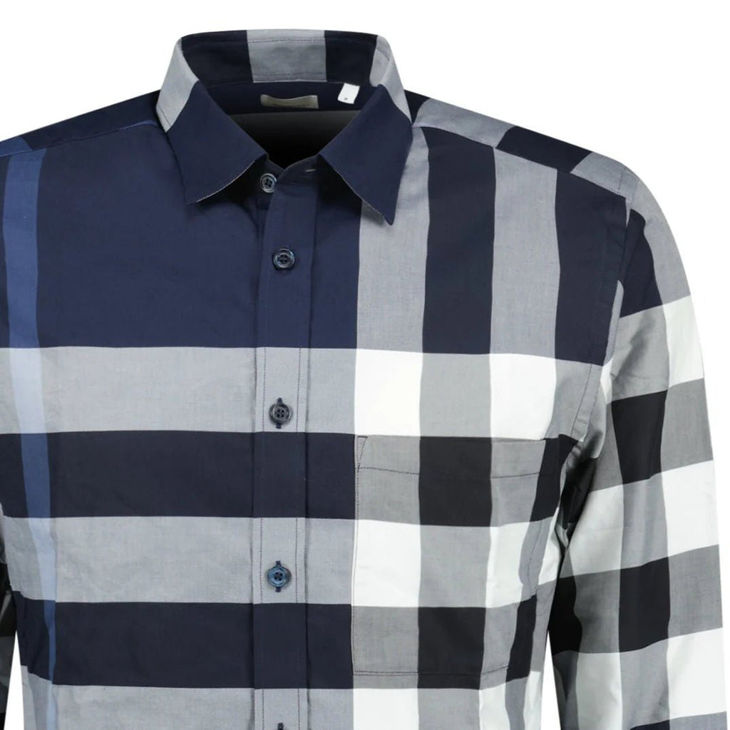 Burberry 'Somerville' Check Shirt in Navy Blue - chancefashionco