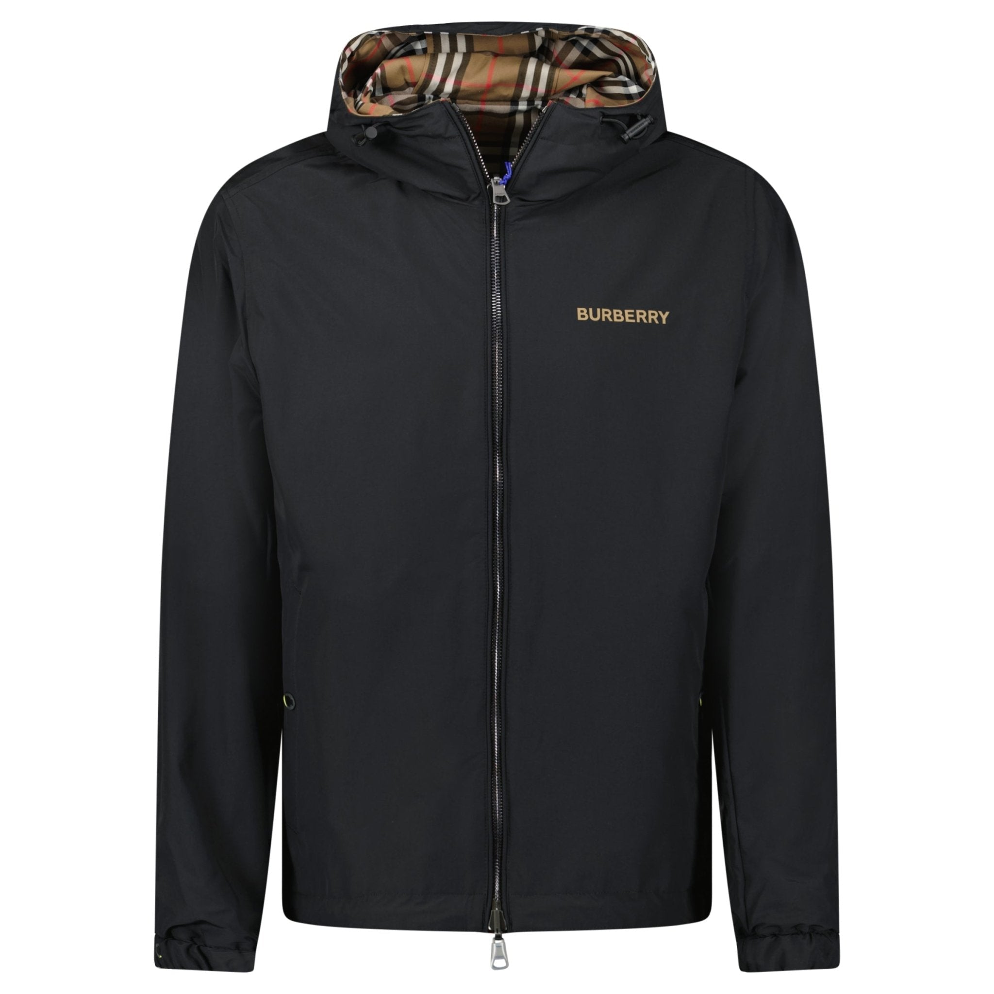 Color variation of Burberry 'Stanford' Zip-Up Check Reversible Hooded Jacket Black & Check