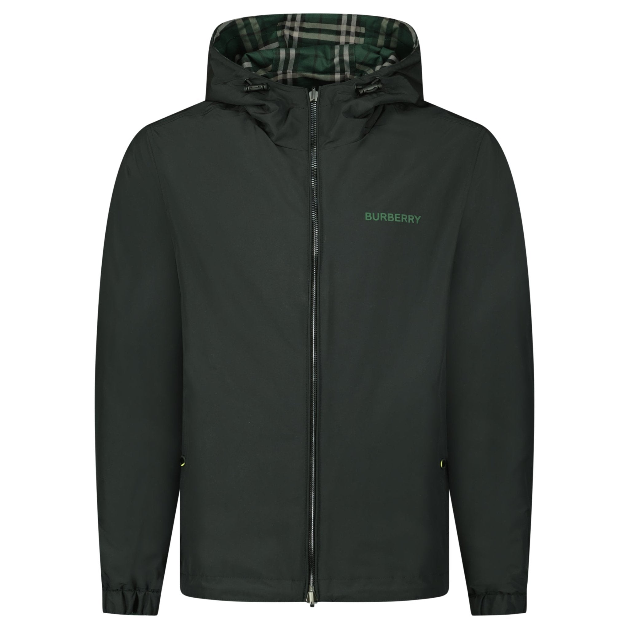 Color variation of Burberry 'Stanford' Zip-Up Check Reversible Hooded Jacket Black & Check