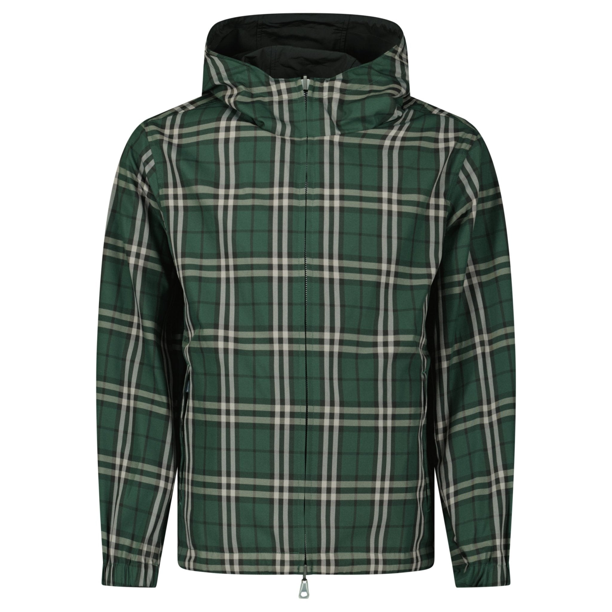 Burberry 'Stanford' Zip-Up Check Reversible Hooded Jacket Black