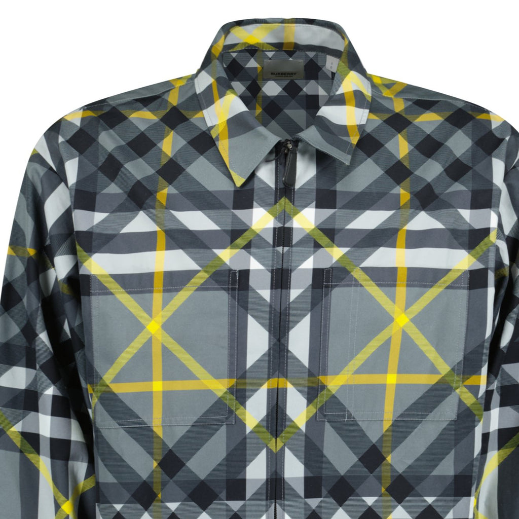 Burberry 'Whincup' Zip-Up Check Overshirt Yellow & Grey - chancefashionco
