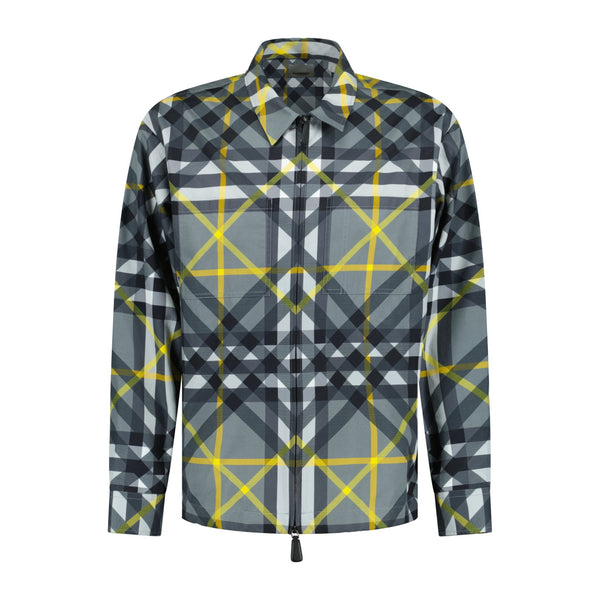 Burberry 'Whincup' Zip-Up Check Overshirt Yellow & Grey