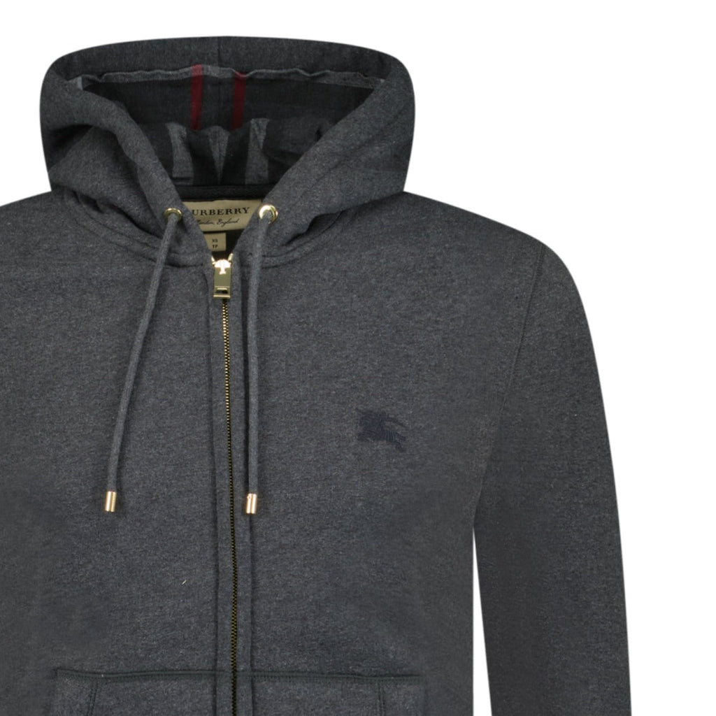 Burberry Zip 'Clarendon' Check Hoodie Grey - chancefashionco