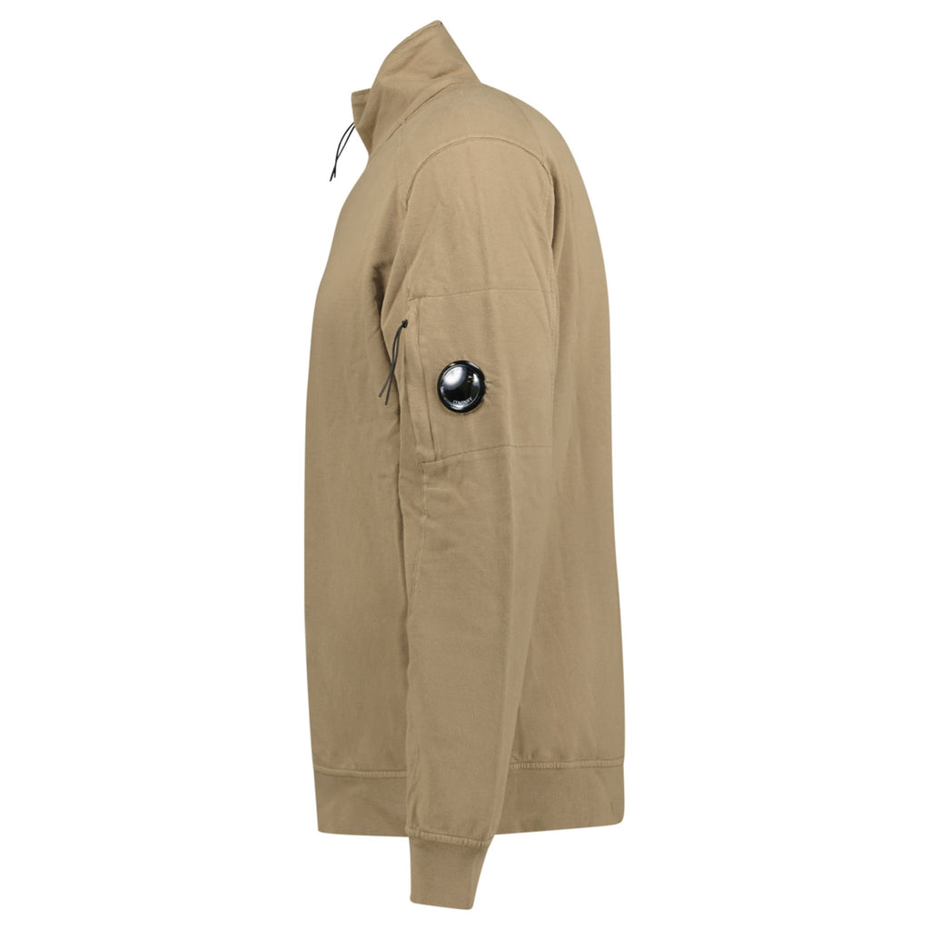 CP Company Lens Quarter Zip Light Sweatshirt Khaki - chancefashionco