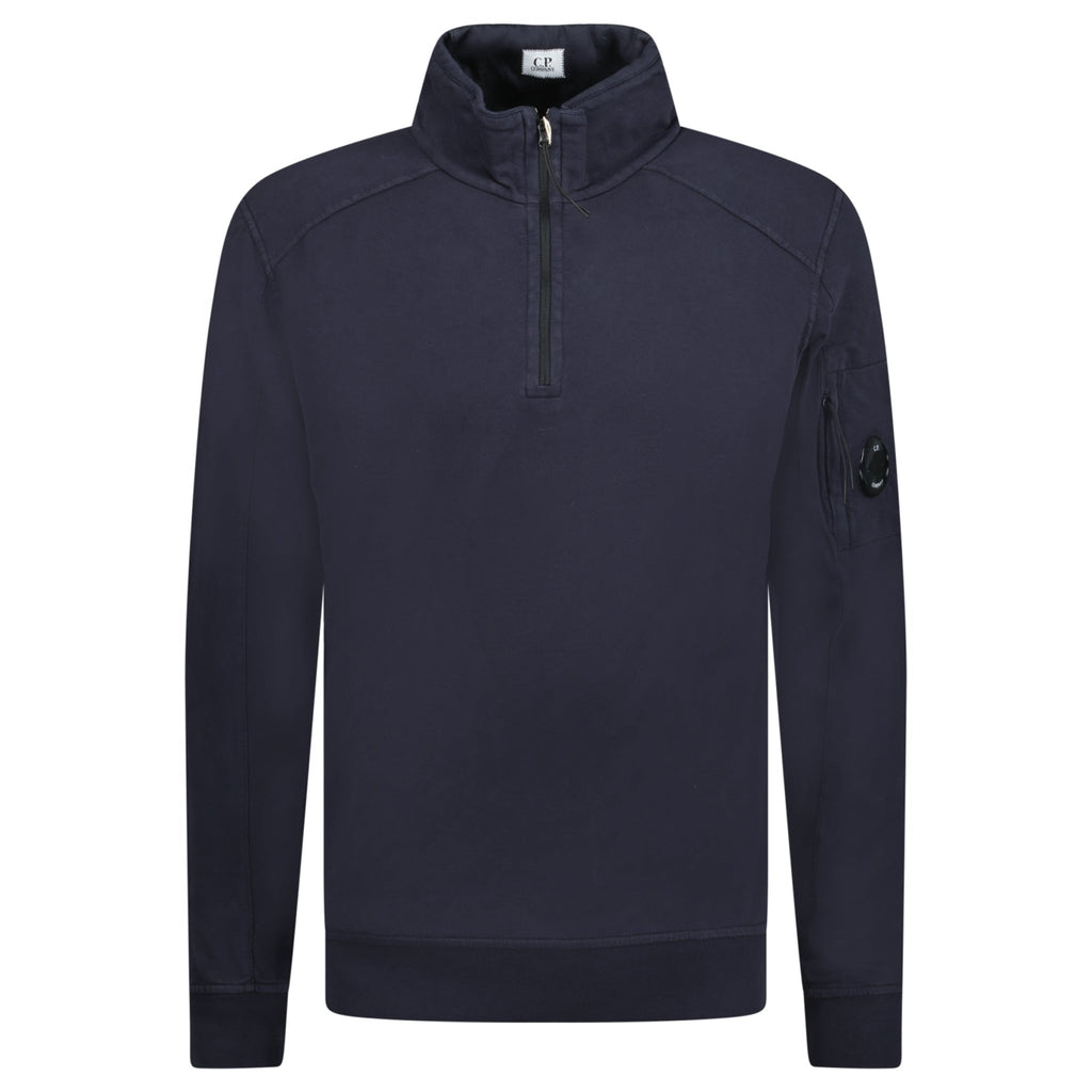 CP Company Lens Quarter Zip Light Sweatshirt Navy - chancefashionco