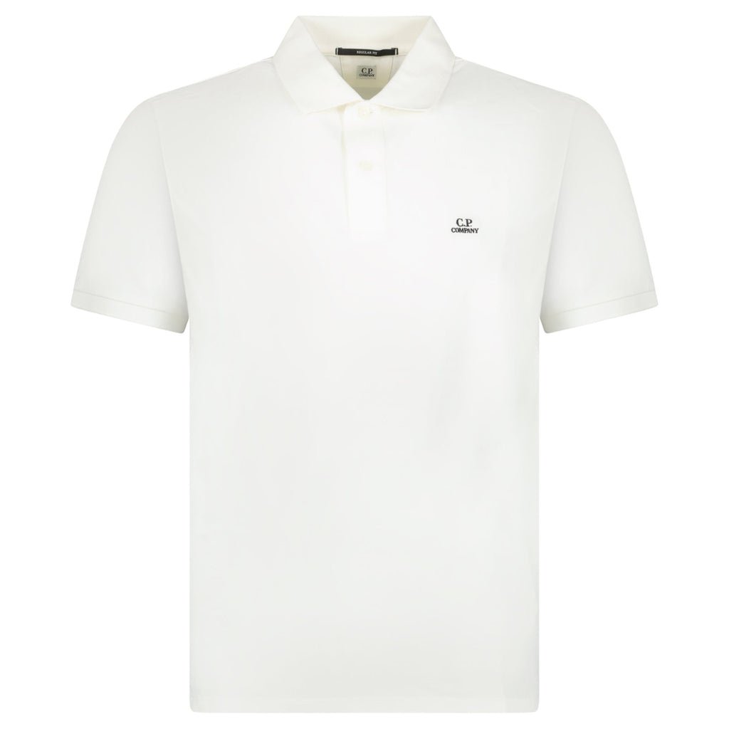 CP Company Logo Stitch Polo White - chancefashionco