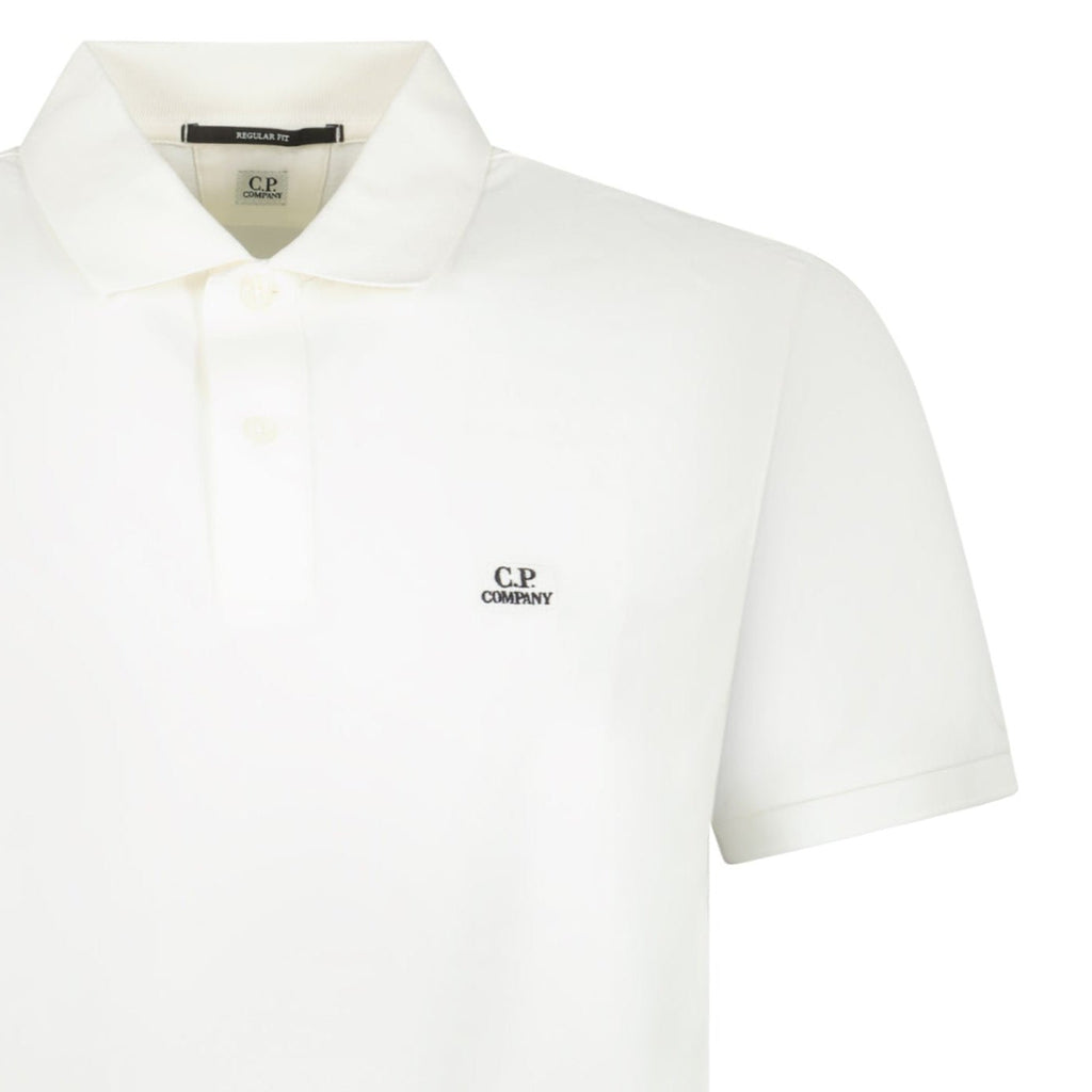 CP Company Logo Stitch Polo White - chancefashionco