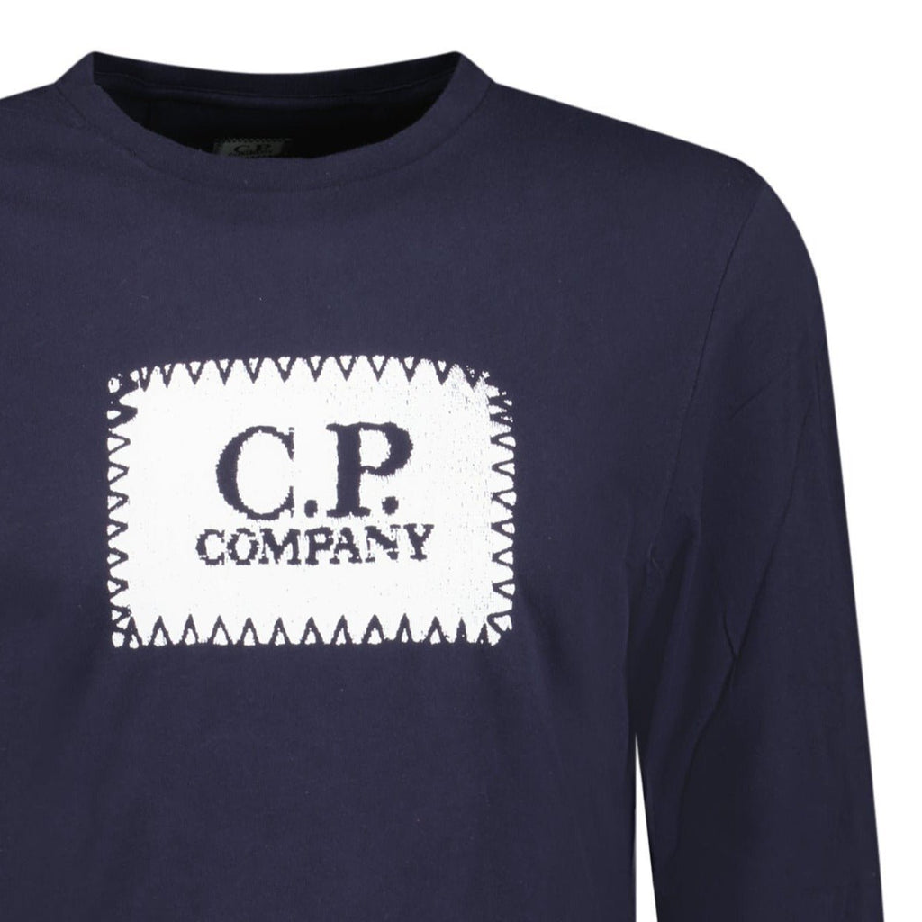 CP Company Stitch Print Long Sleeve T - Shirt Navy - chancefashionco