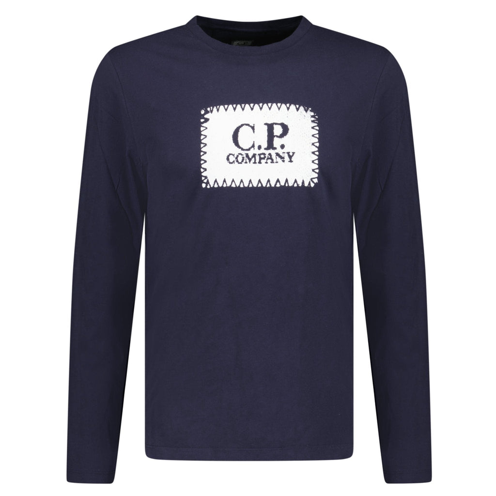 CP Company Stitch Print Long Sleeve T - Shirt Navy - chancefashionco