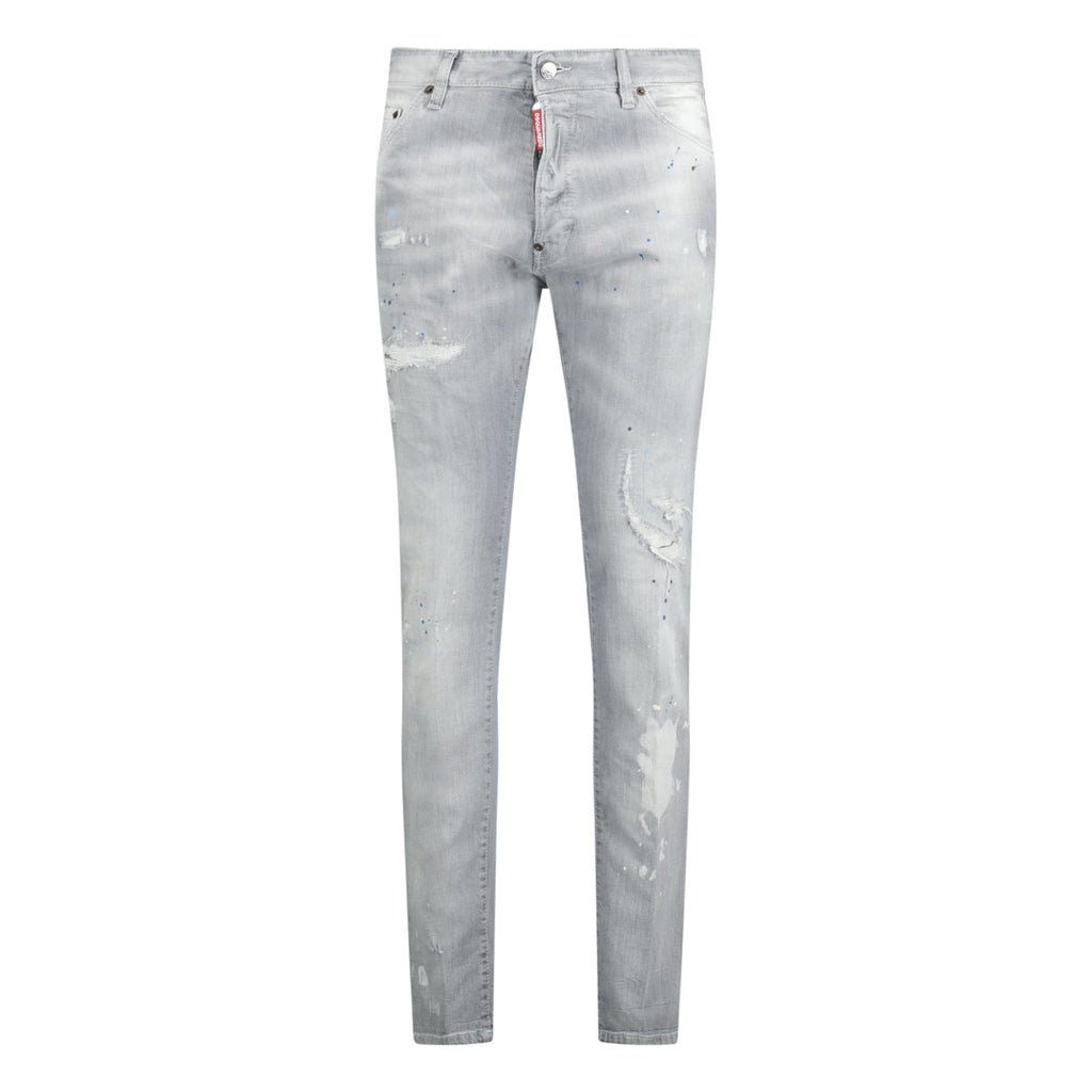 DSquared2 'Cool Guy' Paint Splash Logo Slim Fit Jeans Light Grey - chancefashionco