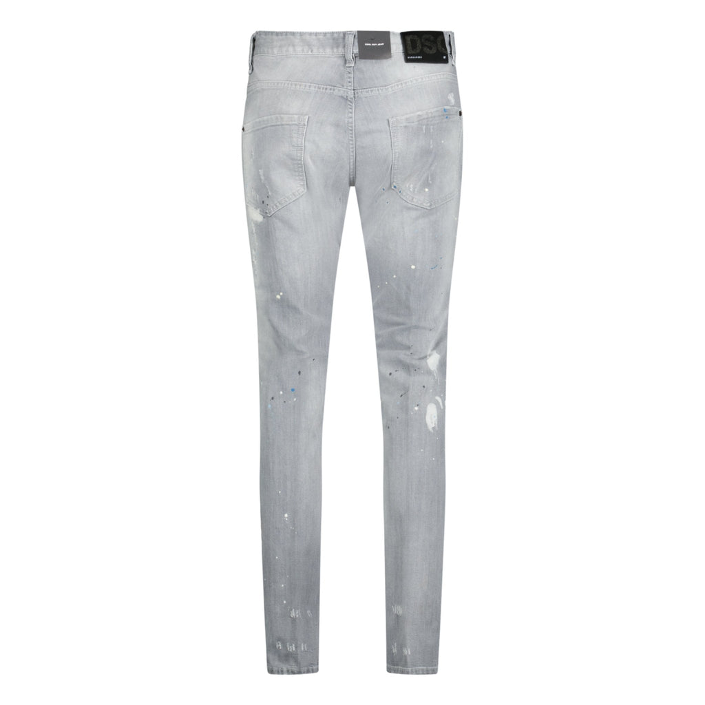 DSquared2 'Cool Guy' Paint Splash Logo Slim Fit Jeans Light Grey - chancefashionco