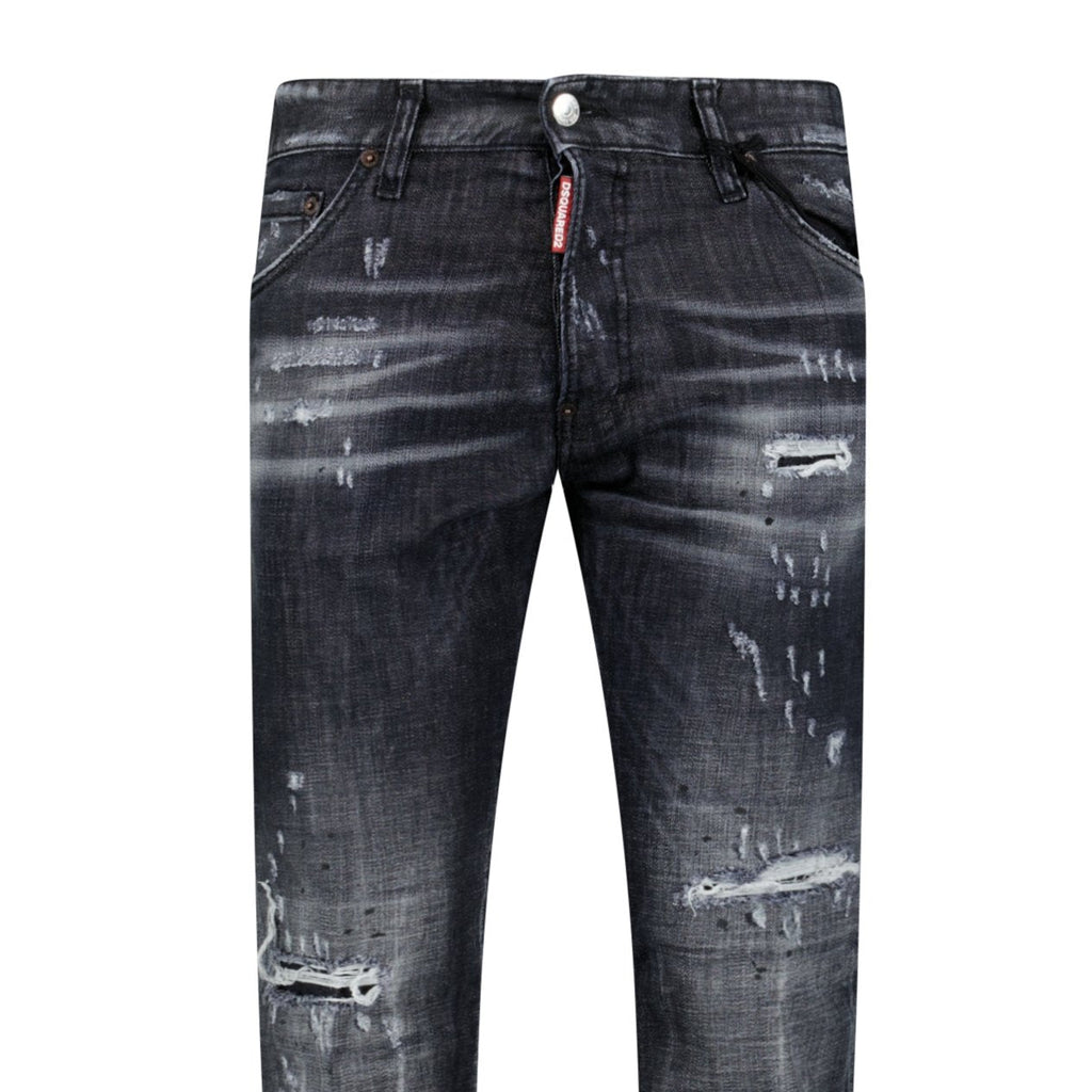 DSquared2 'Cool Guy' Print Logo Slim Fit Jeans Black - chancefashionco