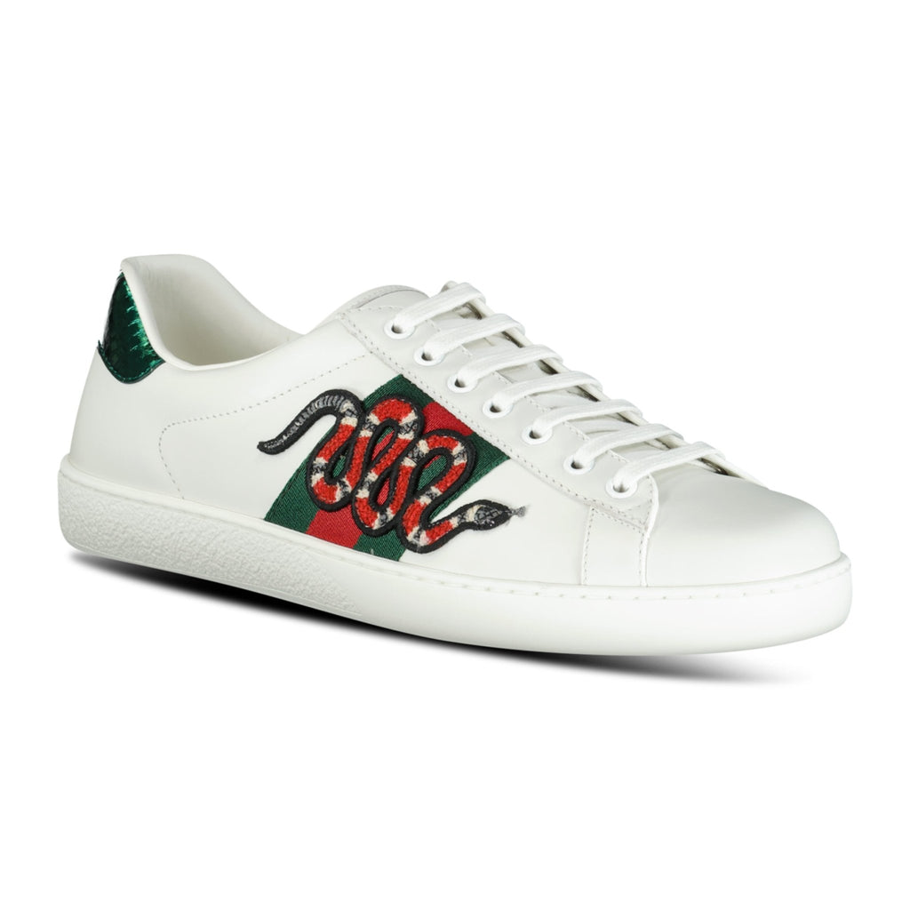 Gucci Ace Snake Logo Low Trainers - chancefashionco