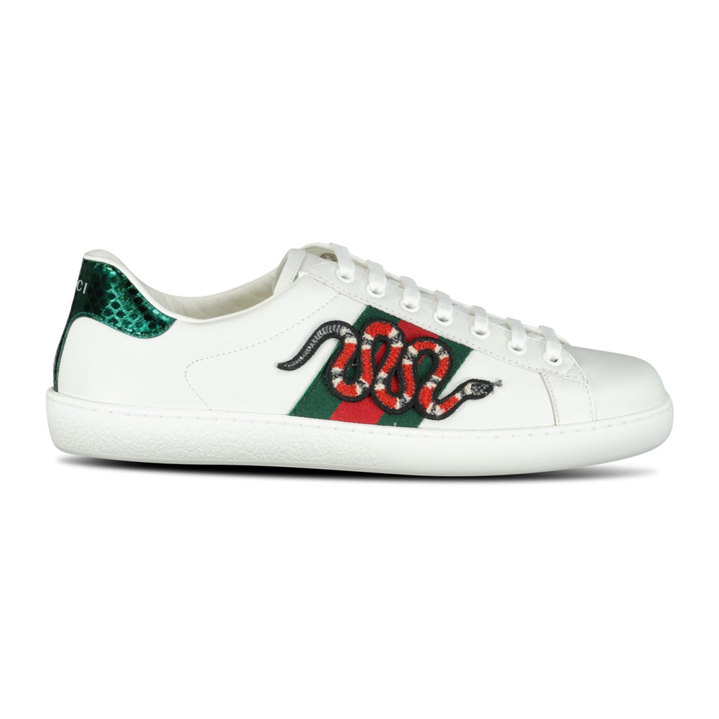 Gucci Ace Snake Logo Low Trainers - chancefashionco