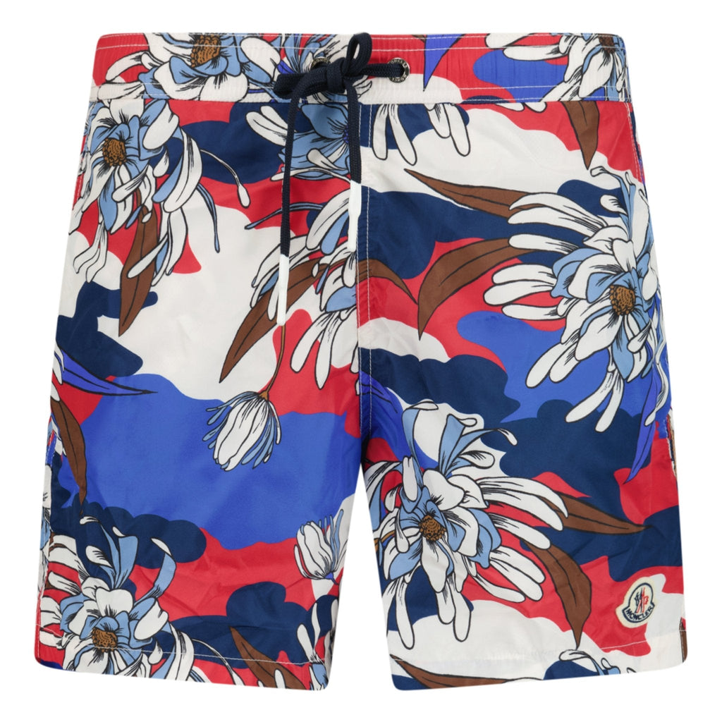 Moncler Flower Print Logo Swim Shorts - chancefashionco