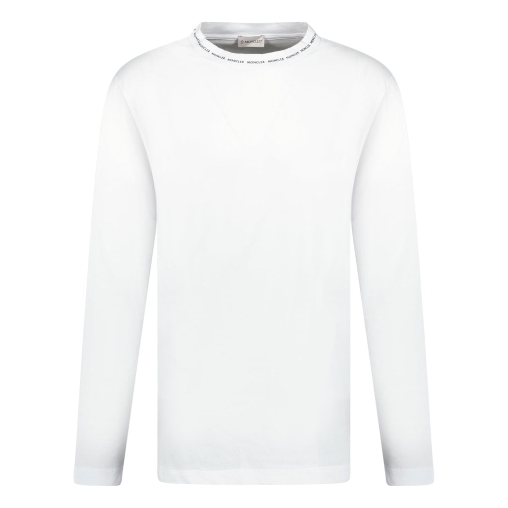 Moncler Long Sleeve Logo Collar T - Shirt White - chancefashionco