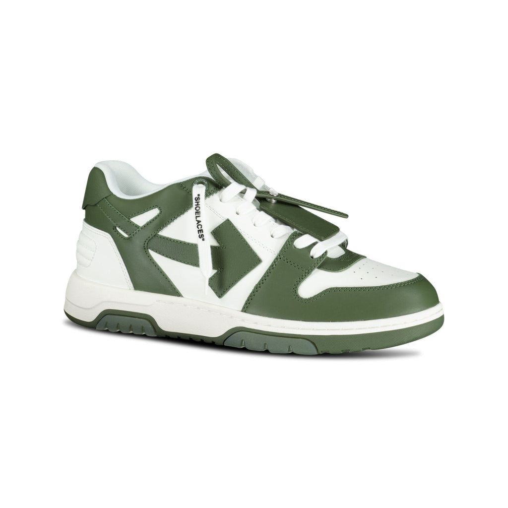 OFF-WHITE Out Of Office Low-Top leather Trainers Khaki & White - chancefashionco