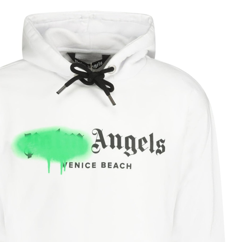 Palm Angels Venice Beach Spray Paint Hoodie White - chancefashionco