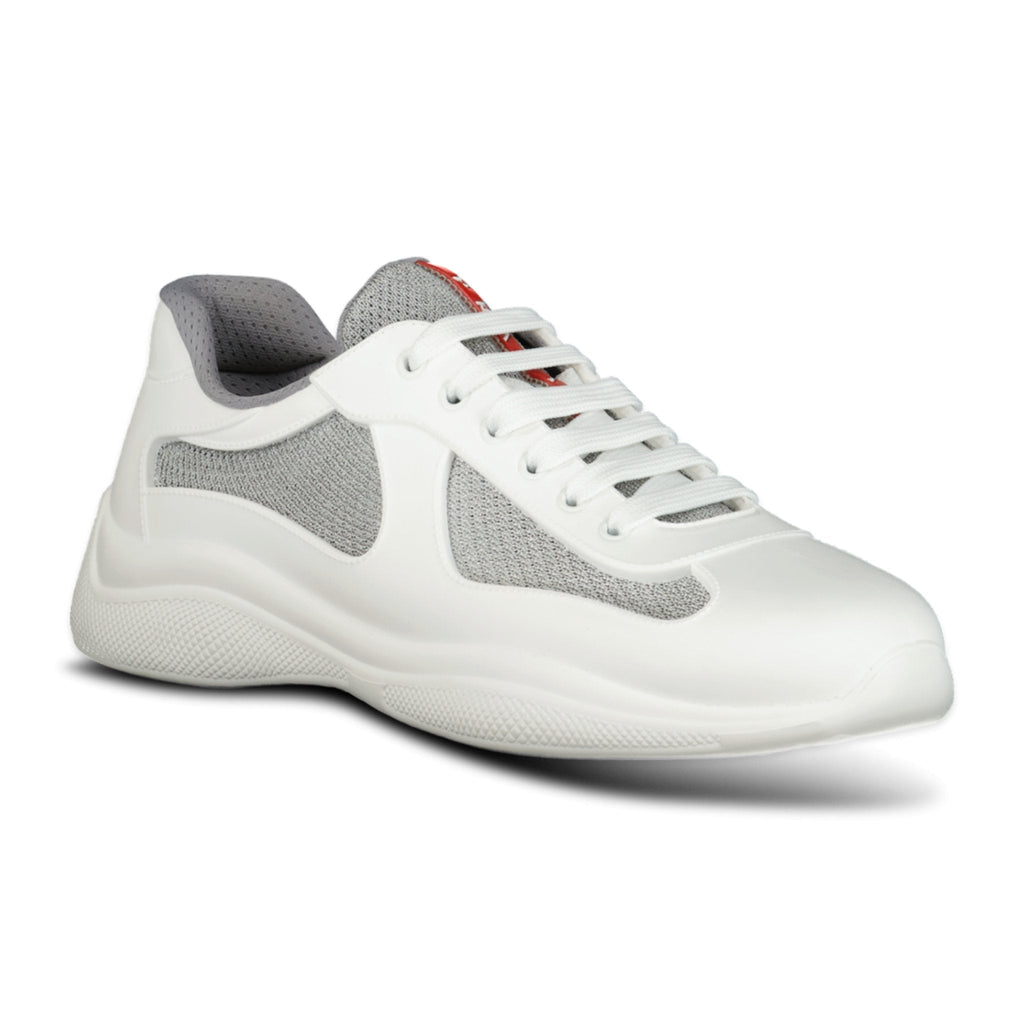 Prada Americas Cup Sneakers Soft Rubber White & Grey Mesh - chancefashionco