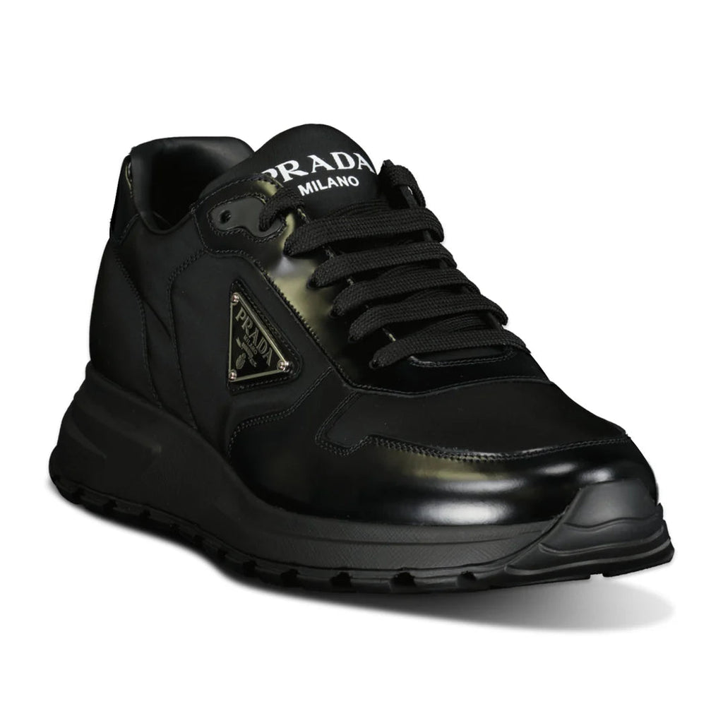 Prada Prax 01 Re - Nylon Leather Sneakers All Black - chancefashionco