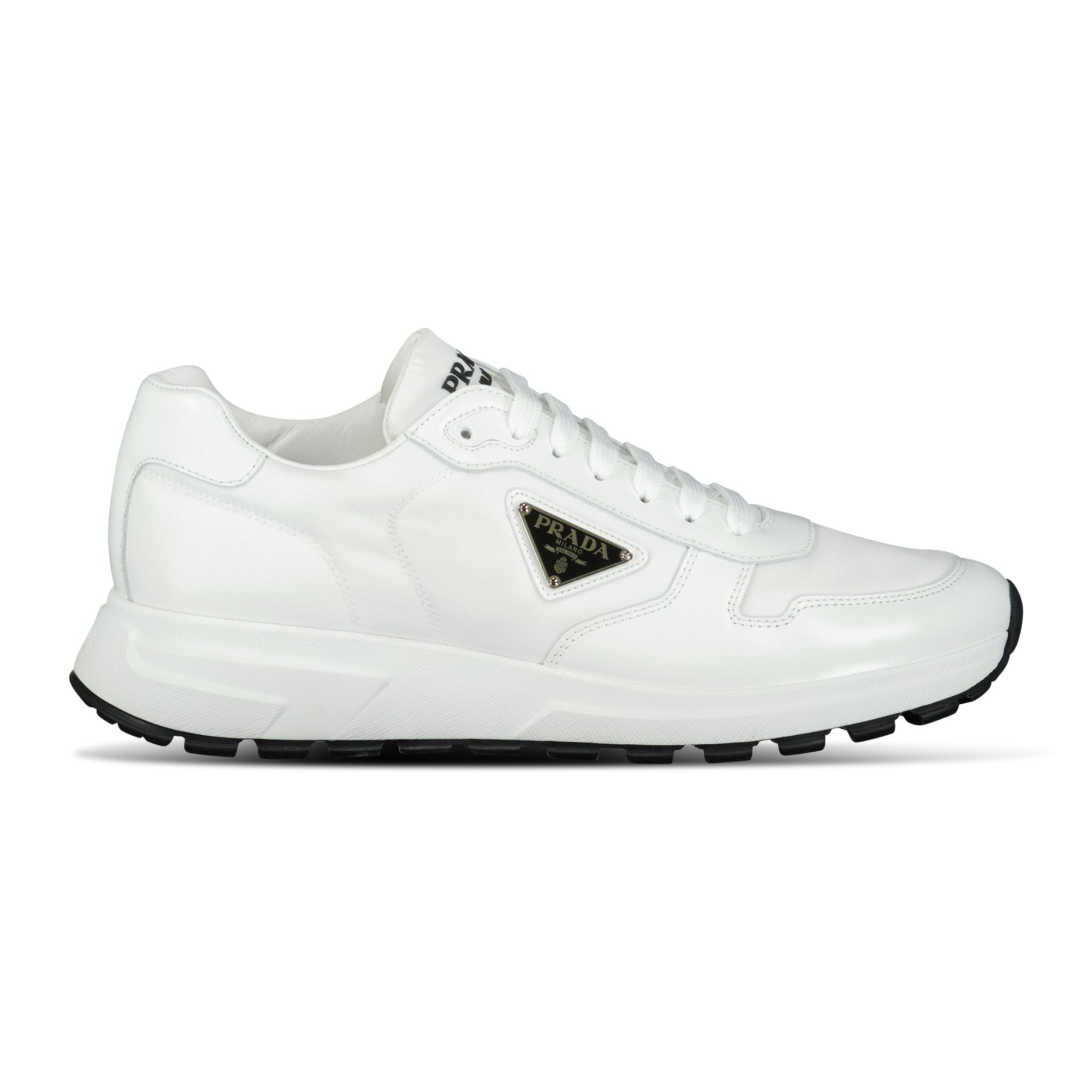 Color variation of Prada Prax 01 Re-Nylon Leather Sneakers White