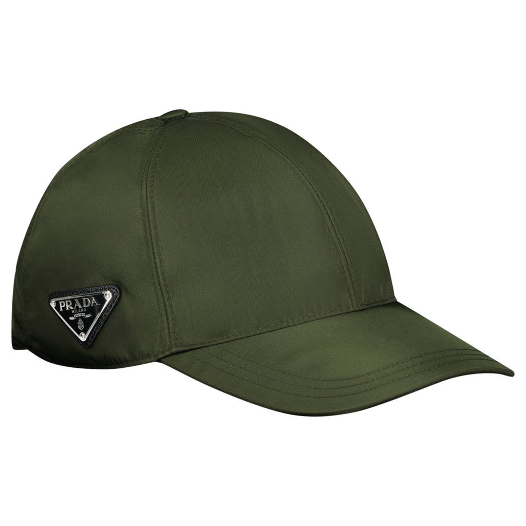 Prada Re - Nylon Triangle Logo Cap Khaki - chancefashionco