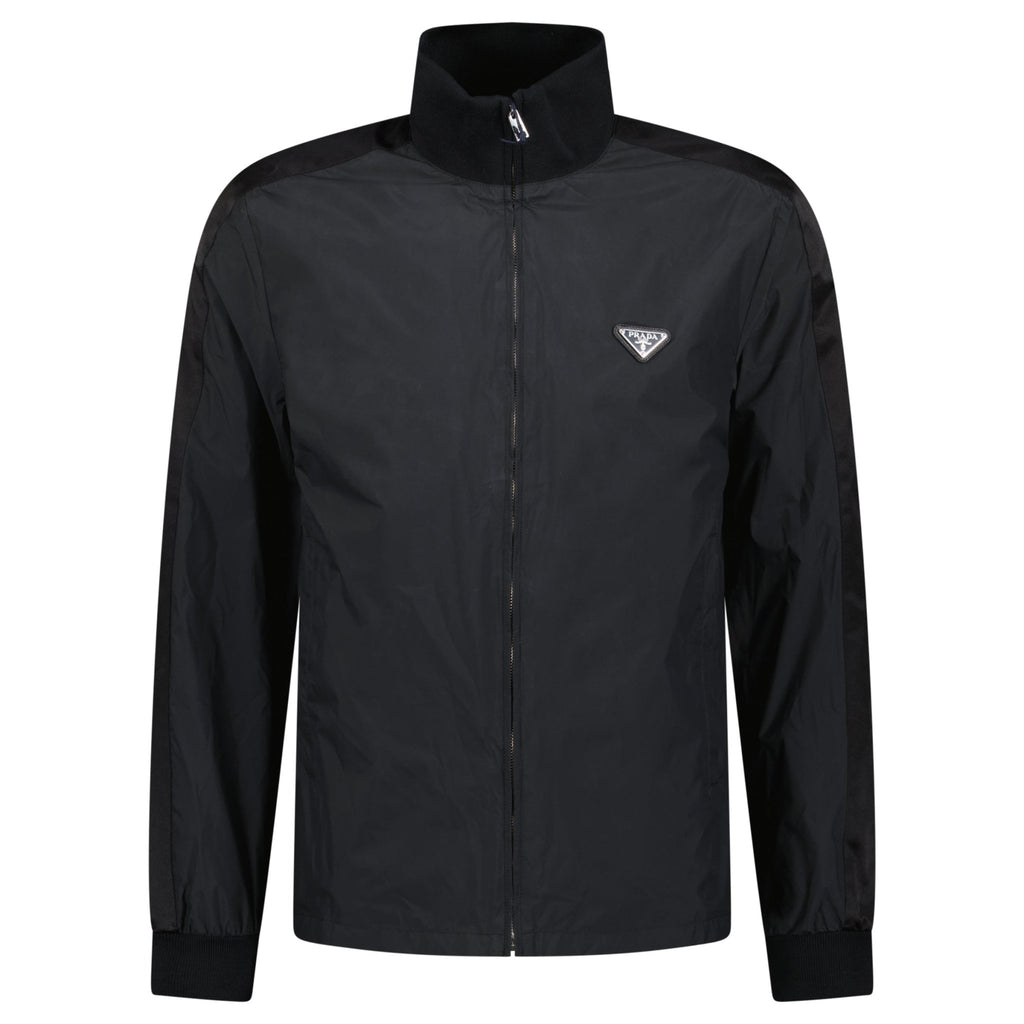 Prada Re - Nylon Triangle Logo Zip - Up Jacket Black - chancefashionco