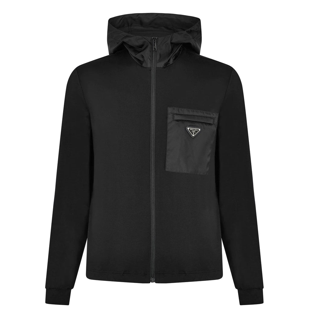 Prada Technical Cotton & Re - Nylon Hoodie Black - chancefashionco