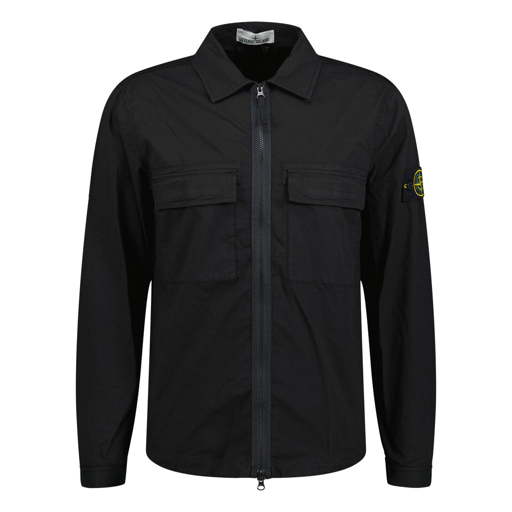 Stone Island 2 Pocket Zip Overshirt Black - chancefashionco