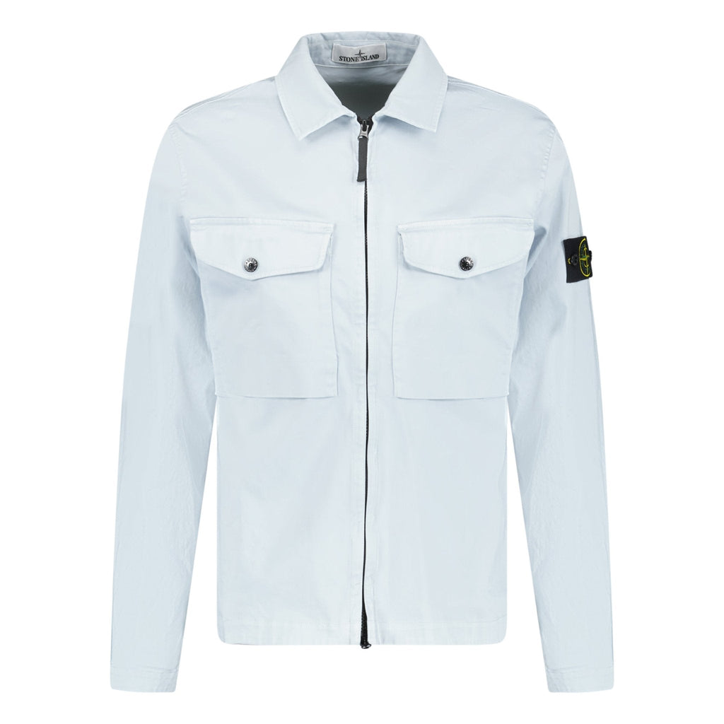 Stone Island 2 Pocket Zip Overshirt Sky Blue - chancefashionco