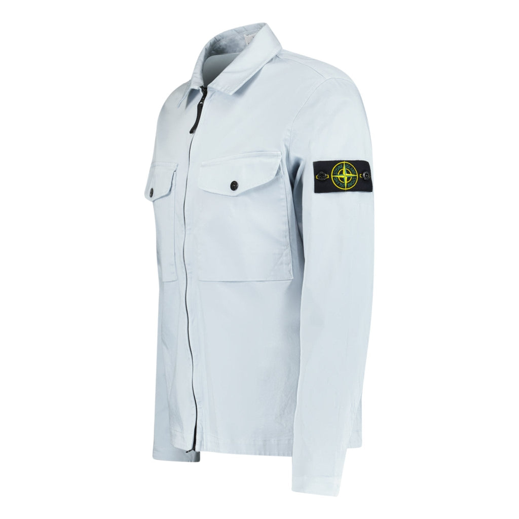 Stone Island 2 Pocket Zip Overshirt Sky Blue - chancefashionco