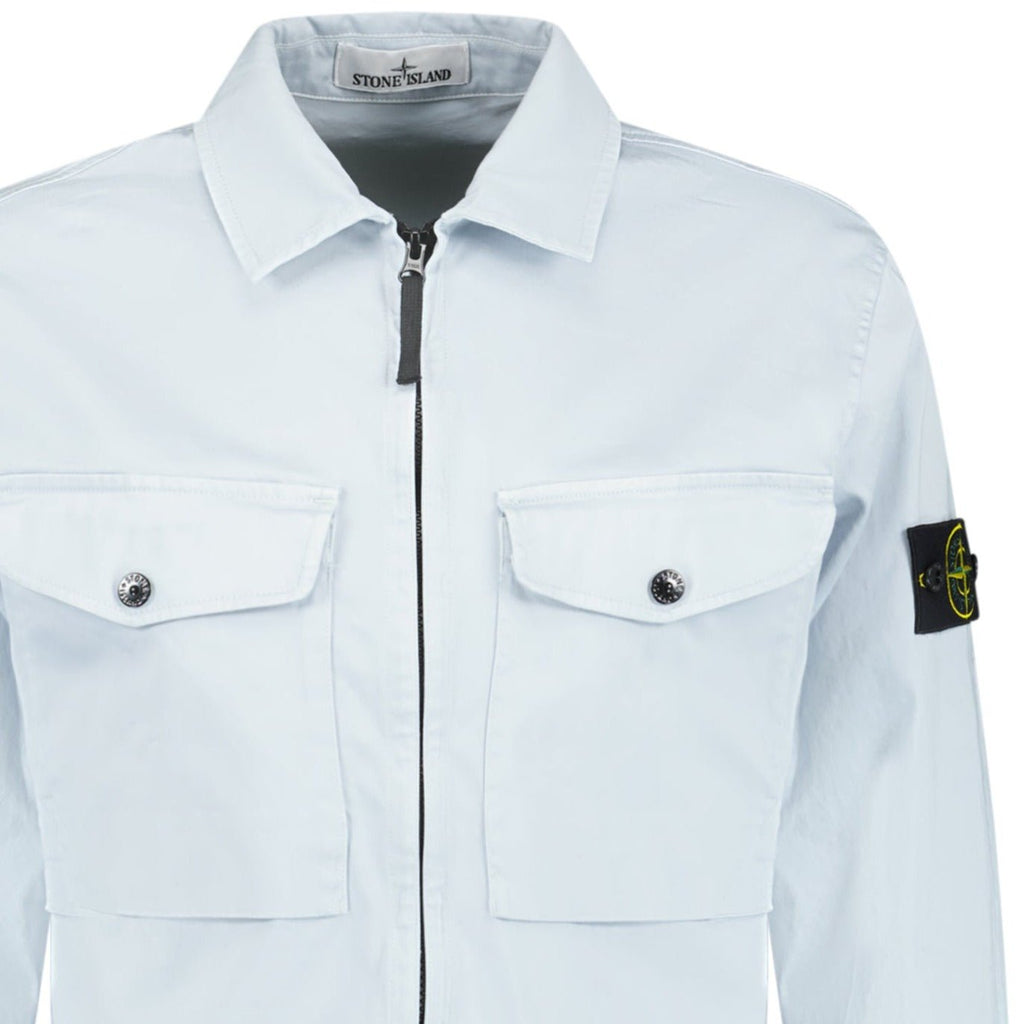 Stone Island 2 Pocket Zip Overshirt Sky Blue - chancefashionco