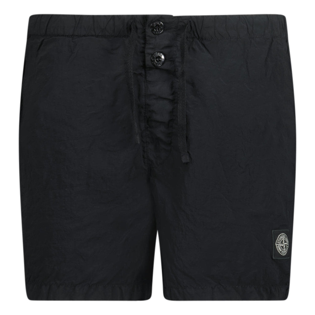 Stone Island Nylon Metal Button Swim Shorts Black - chancefashionco