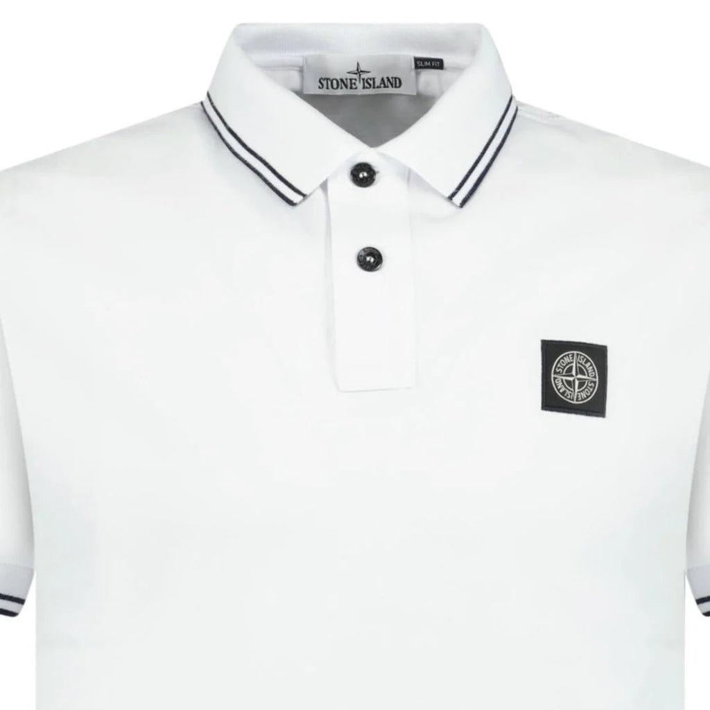 Stone Island Compass Logo Polo White - chancefashionco