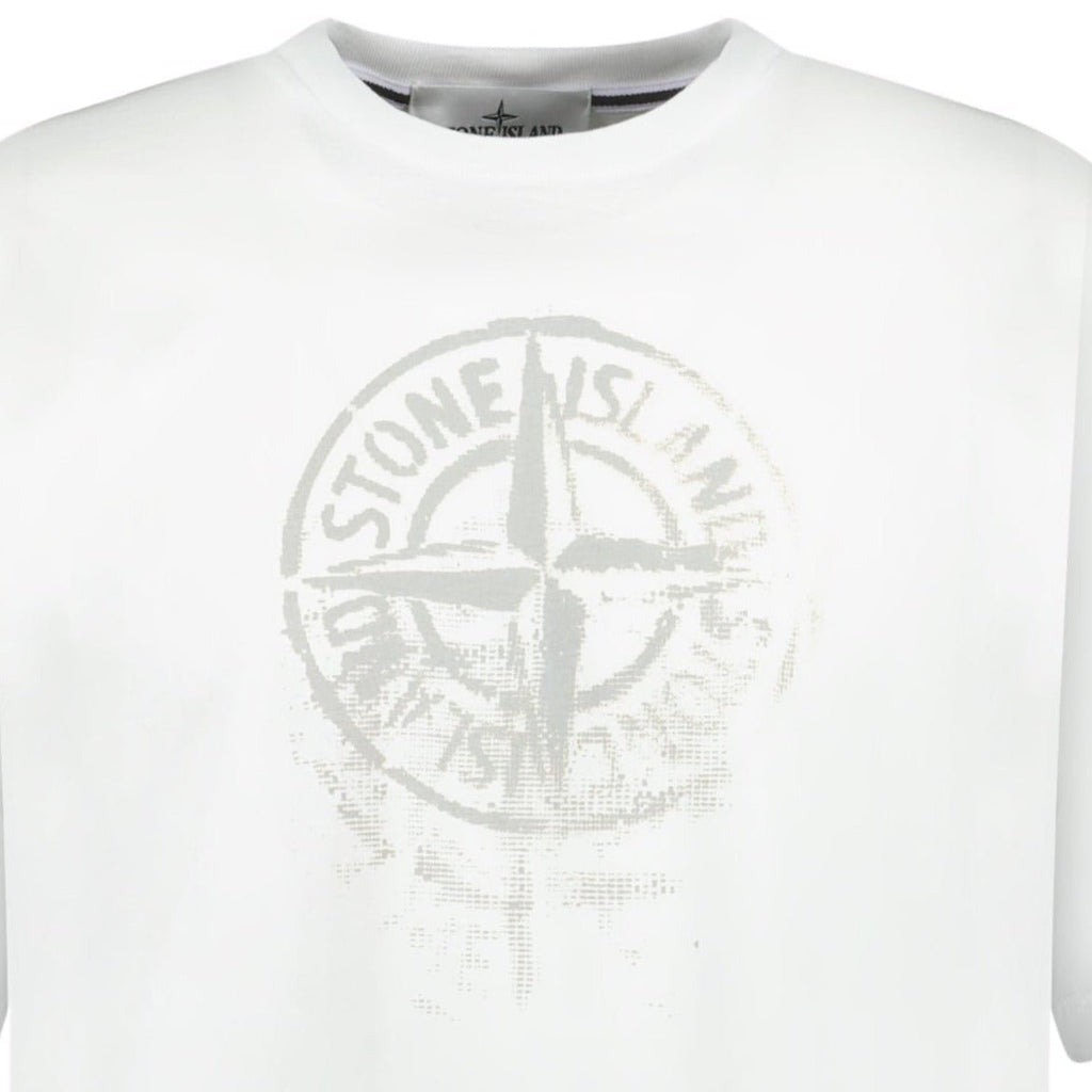 Stone Island Compass Print Logo T - Shirt White - chancefashionco