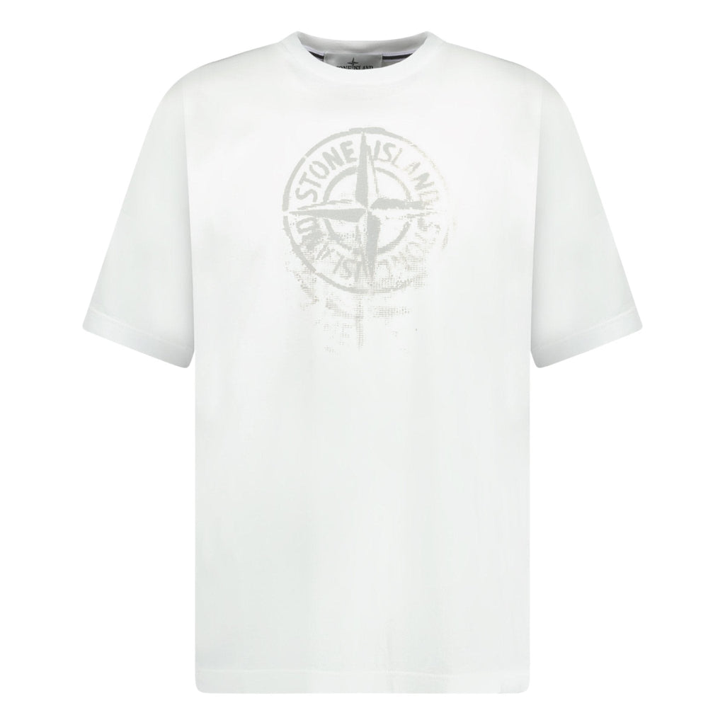 Stone Island Compass Print Logo T - Shirt White - chancefashionco