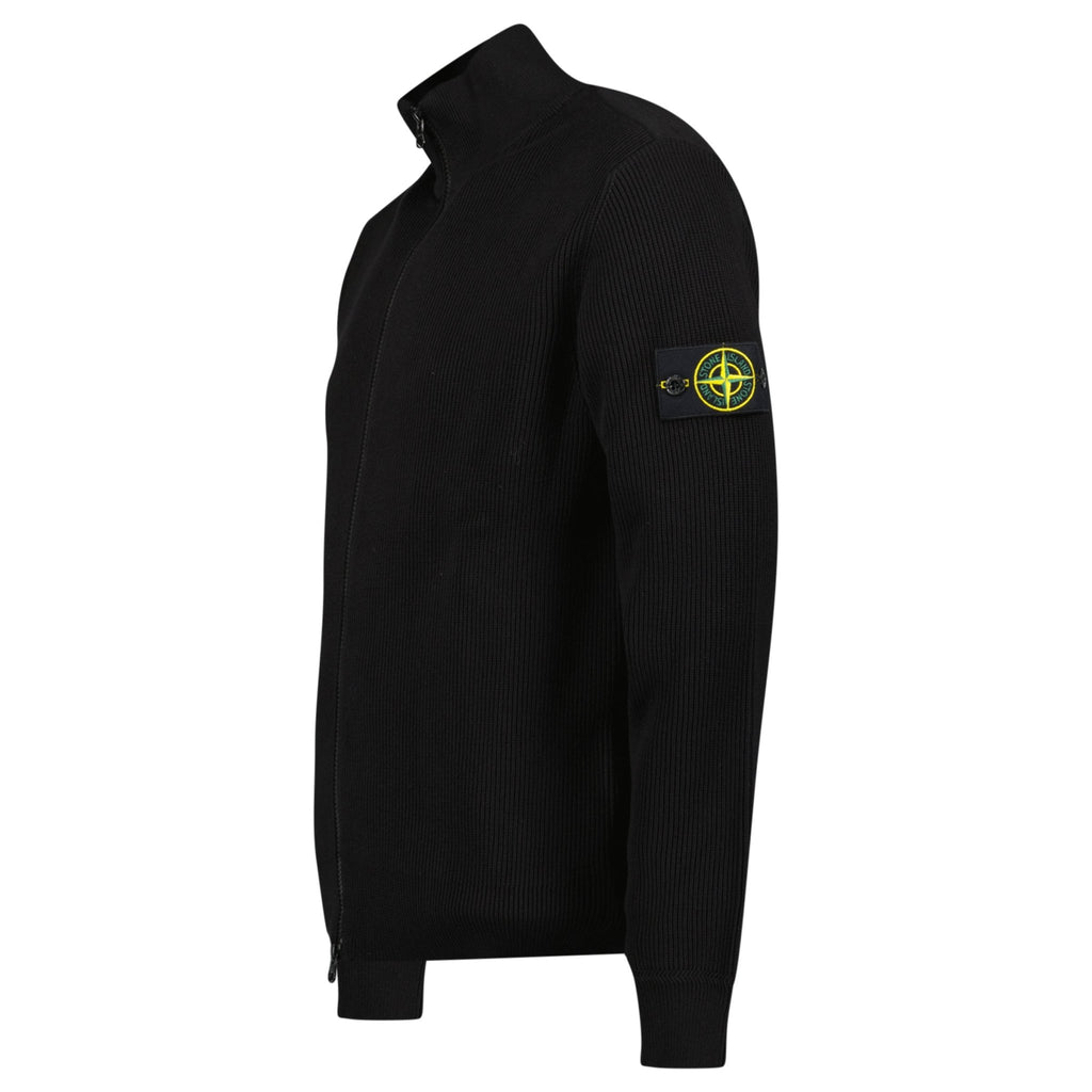 Stone Island Knit Zip - Up Ribbed Cardigan Black - chancefashionco