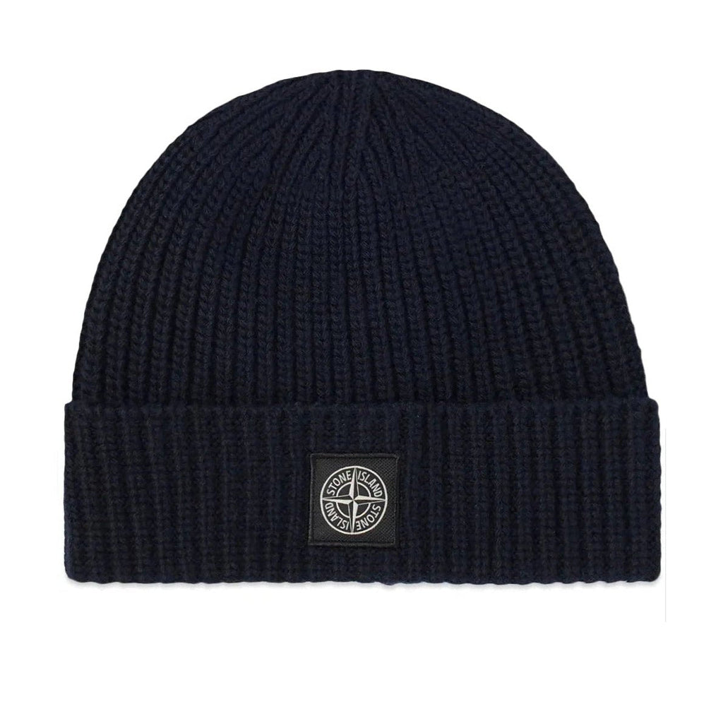 Stone Island Logo Patch Beanie Navy - chancefashionco