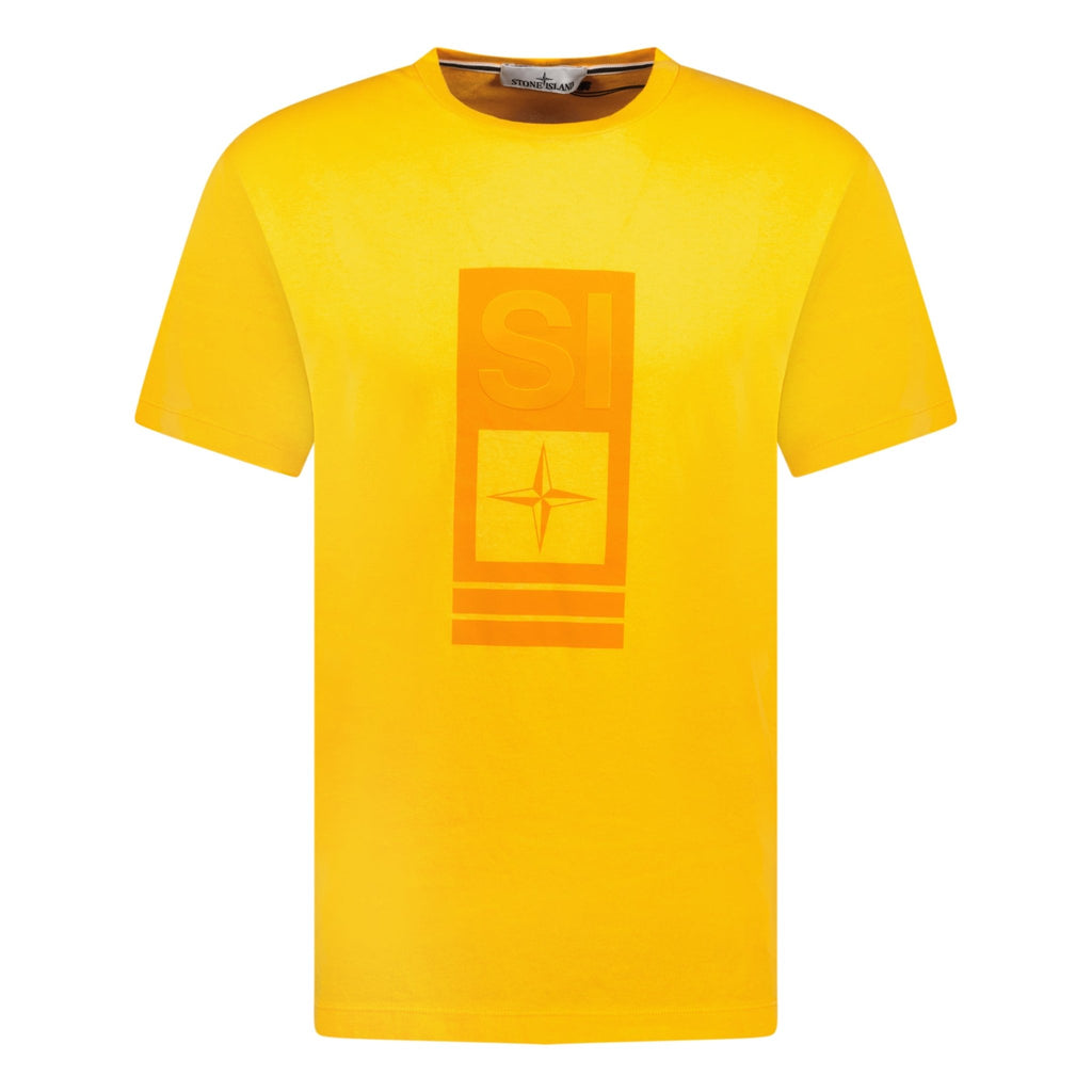 Stone Island Logo Print T - Shirt Orange - chancefashionco