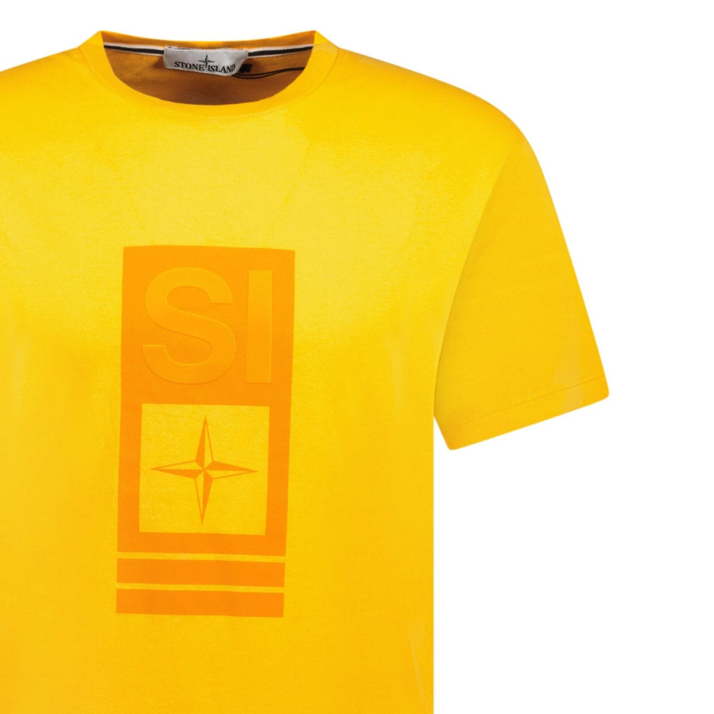 Stone Island Logo Print T - Shirt Orange - chancefashionco