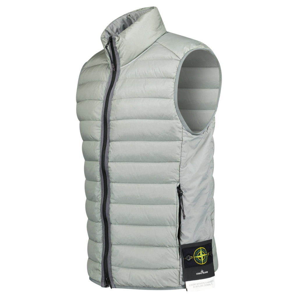 Stone Island Loom Woven Down Gilet Grey - chancefashionco