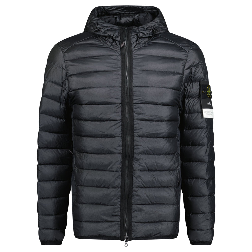 Stone Island Loom Woven Down Jacket Black - chancefashionco