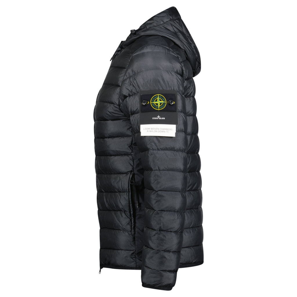 Stone Island Loom Woven Down Jacket Black - chancefashionco